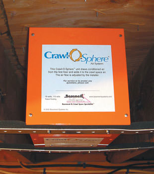 A ventilation fan installed for a crawl space in Long Island City