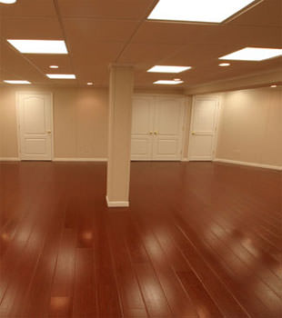 Rosewood faux wood basement flooring for finished basements in Brooklyn