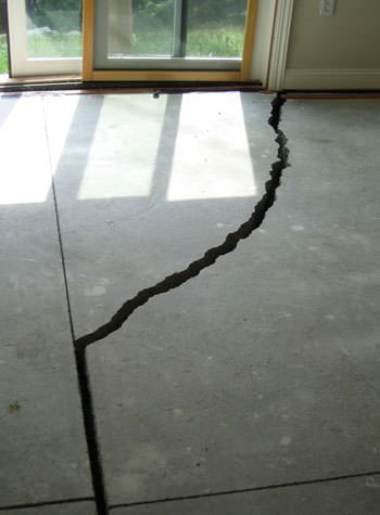 severely cracked foundation slab floor in Sunnyside