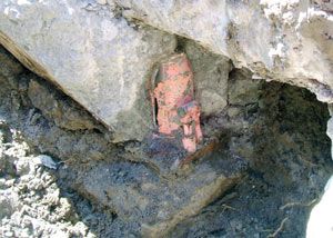 Failed concrete underpinning meant to repair a foundation issue in Fresh Meadows.