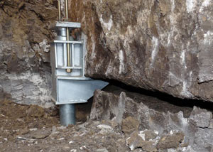 A properly installed foundation push pier system in New York City repaired by our foundation contractors.