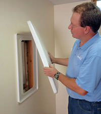wall anchor covers installed in a foundation repair for a Rego Park home.