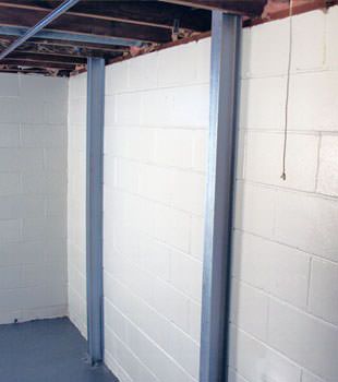 A PowerBrace™ i-beam foundation wall repair system in Brooklyn