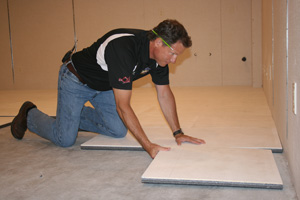 Insulated basement subfloor installation in New York City