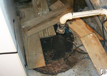 An ugly, clogged sump pump system in Astoria, New York
