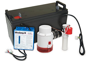 a battery backup sump pump system in Jackson Heights
