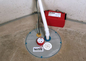 A sump pump system with a battery backup system installed in Woodhaven