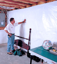 Plastic 20-mil vapor barrier for dirt basements, Ridgewood, New York installation